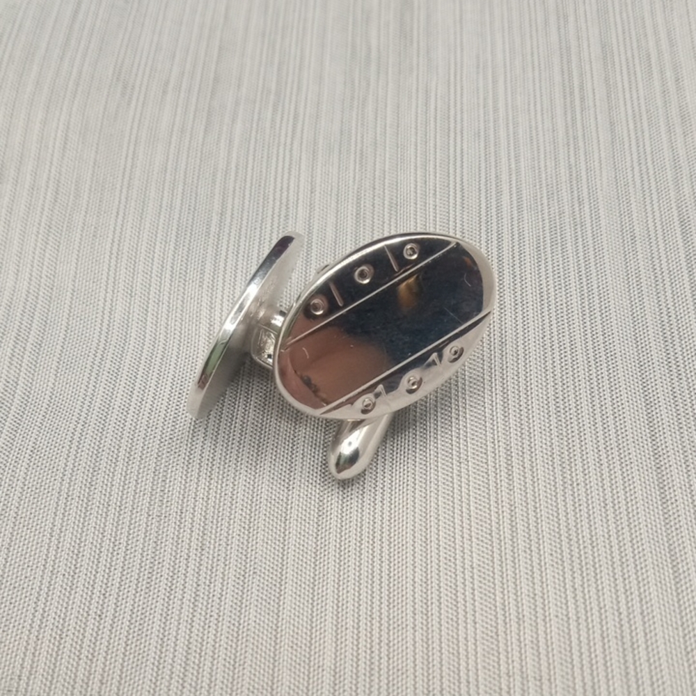 Silver Toned Oval Cufflinks By Swank
